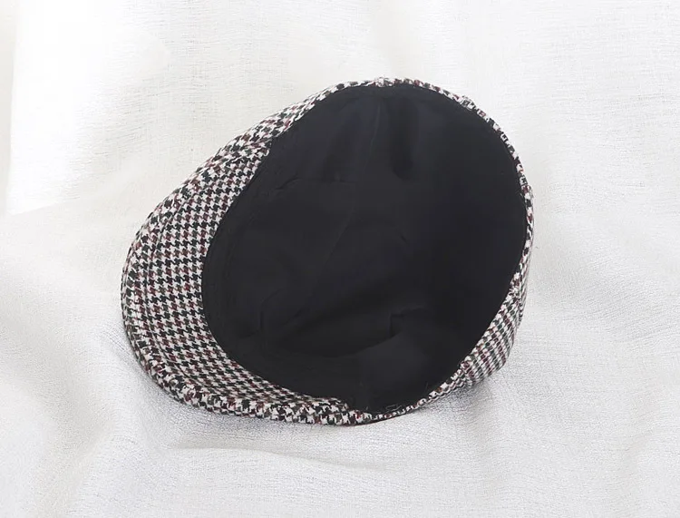 Herbst-Winter Eltern-Kind Hahnentritt-Wollmütze Retro Schirmmütze Warme Baskenmütze für Kinder Erwachsene Jungen Mädchen Alltagskleidung – Detail 21