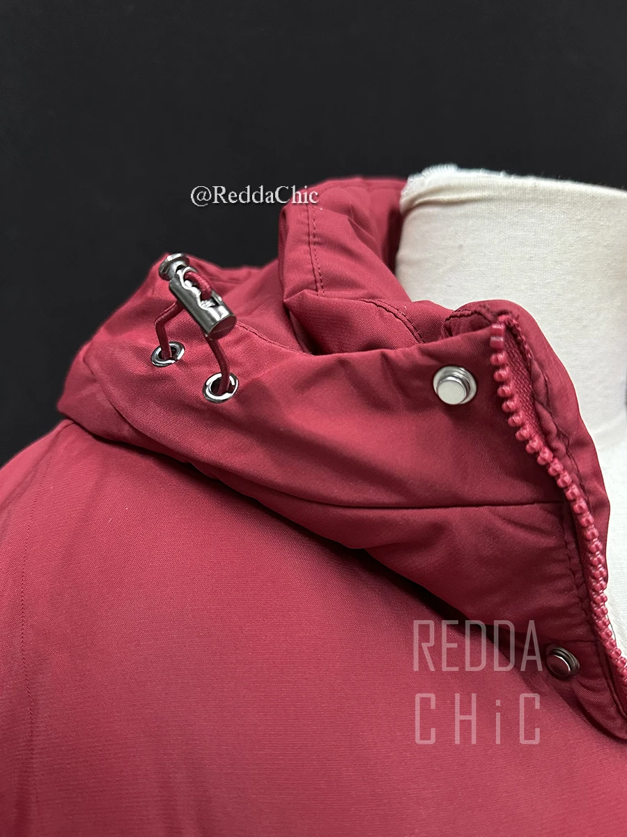 REDDACHiC المظلة مقنعين المرأة طويلة أسفل سترة واحدة الصدر طويلة الأكمام الصلبة البخاخ مبطن معطف ملابس الشتاء غير رسمية