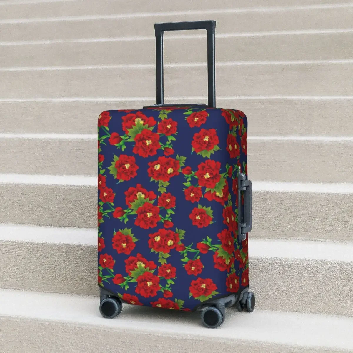 Botanical Red Flower Suitcase Cover Plant Dongbei Business Flight Practical Luggage Supplies Protector