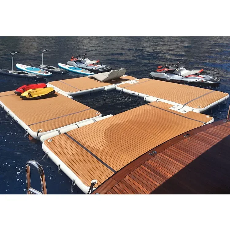 New Arrival Large Platform Lake Mat Portable Deck Paddle Board Inflatable Floating Dock Platform Pad For Boats Lake Sup Jet Ski
