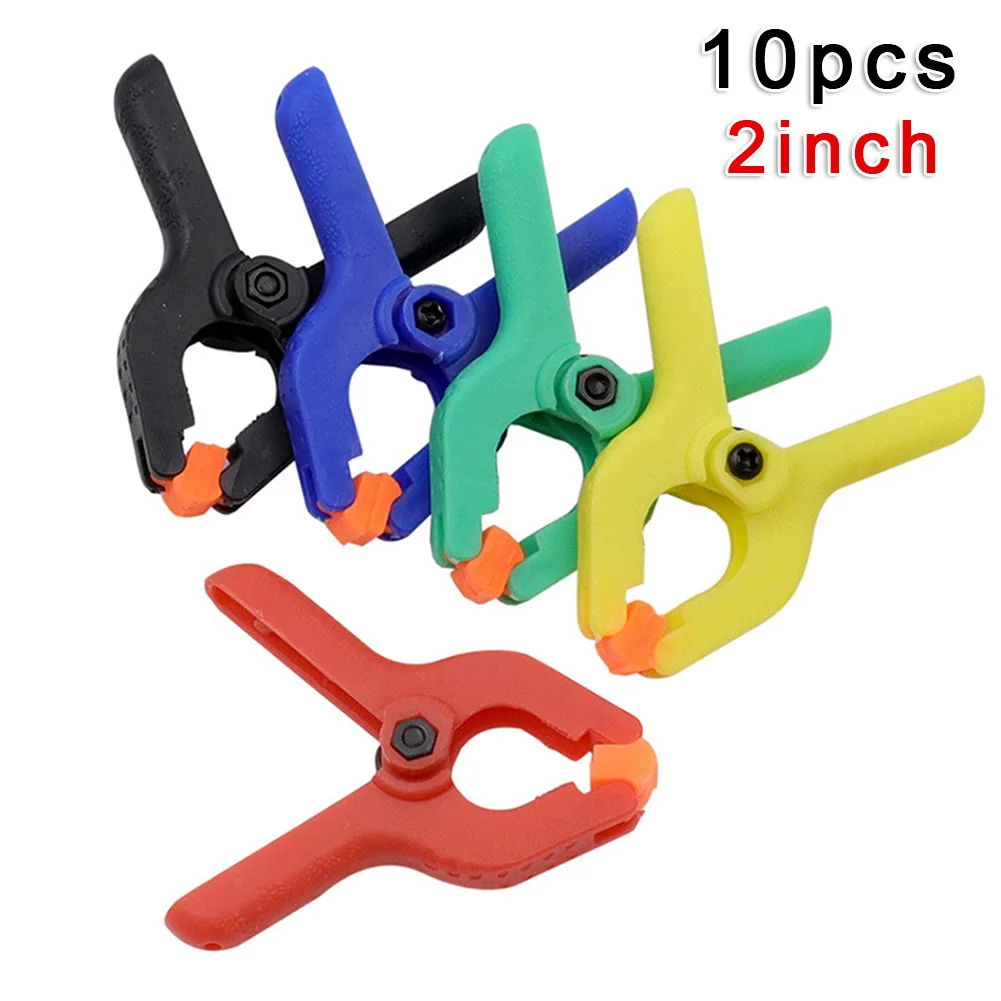 10Pcs 2inch Color Spring Clamp Nylon Plastic Carpentry Fixing Clips DIY Woodworking Clamps Photo Studio Background Pipe Clamp