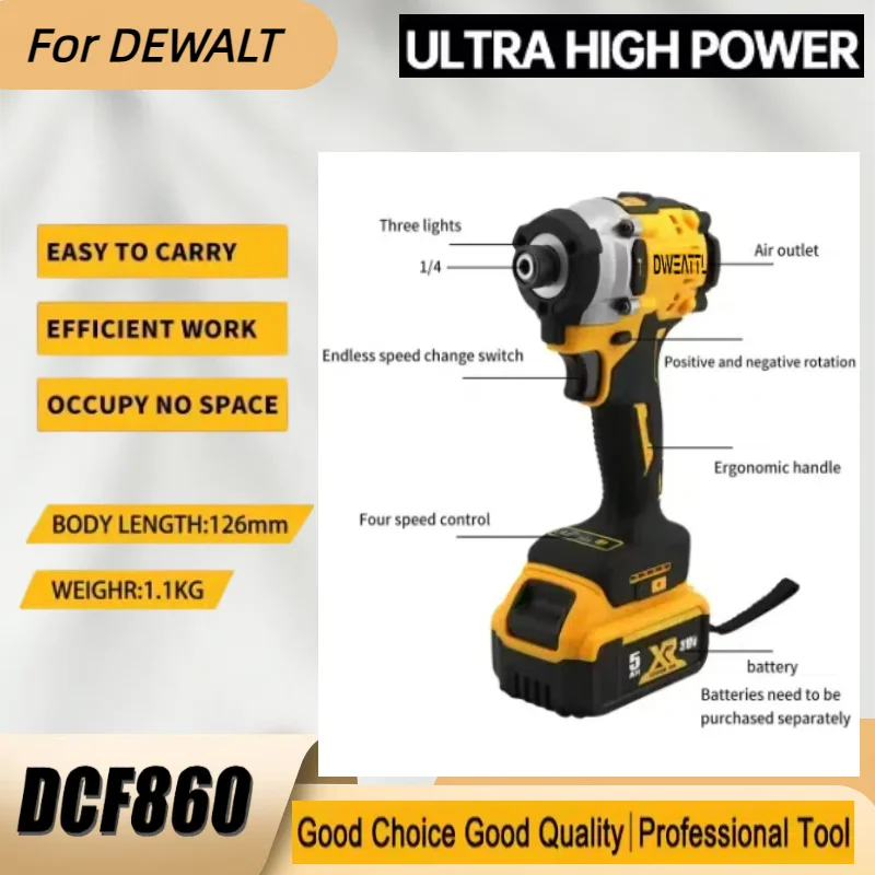 For Dewalt DCF860  Rechargeable Power Tools Upgraded Cordless Compact Drill / Driver 20V Brushless Electric Drill Screwdriver
