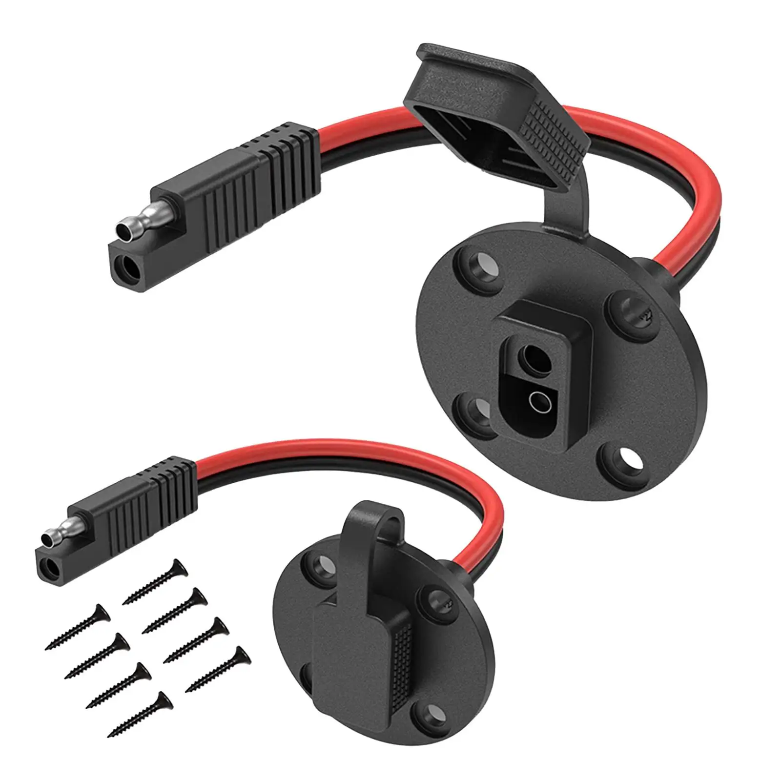 2x SAE Socket Tractor Wire SAE Connector Heavy Duty Flush-mountable 2 Holes Quick Connector DC Power Automotive Extension Cord