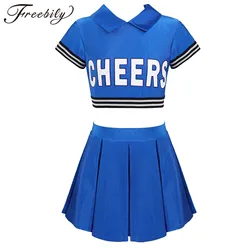 Cheerleader Costume for Girls, Cheerlead Uniforms Set, Short Sleeve, Kids Cheerleading Dancewear, Performance Dance Outfit