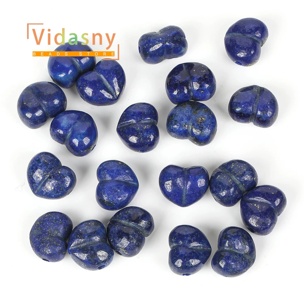 13 mm, 5 Stück, Naturstein, Lapis Lazuli, pfirsichfarbene Herzform, lose Abstandsperlen für die Schmuckherstellung, DIY-Armband, Halskette, Ohrringe – Detail 7