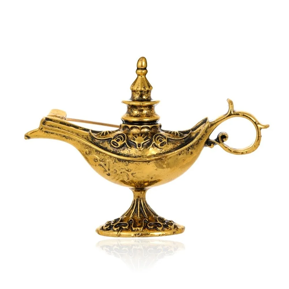 Enamel Tea Pot Lamp Brooch Retro Magic Aladdin Lamp Brooches Jewelry Accessories Elegant Vintage Exotic Pin Birthday Gift