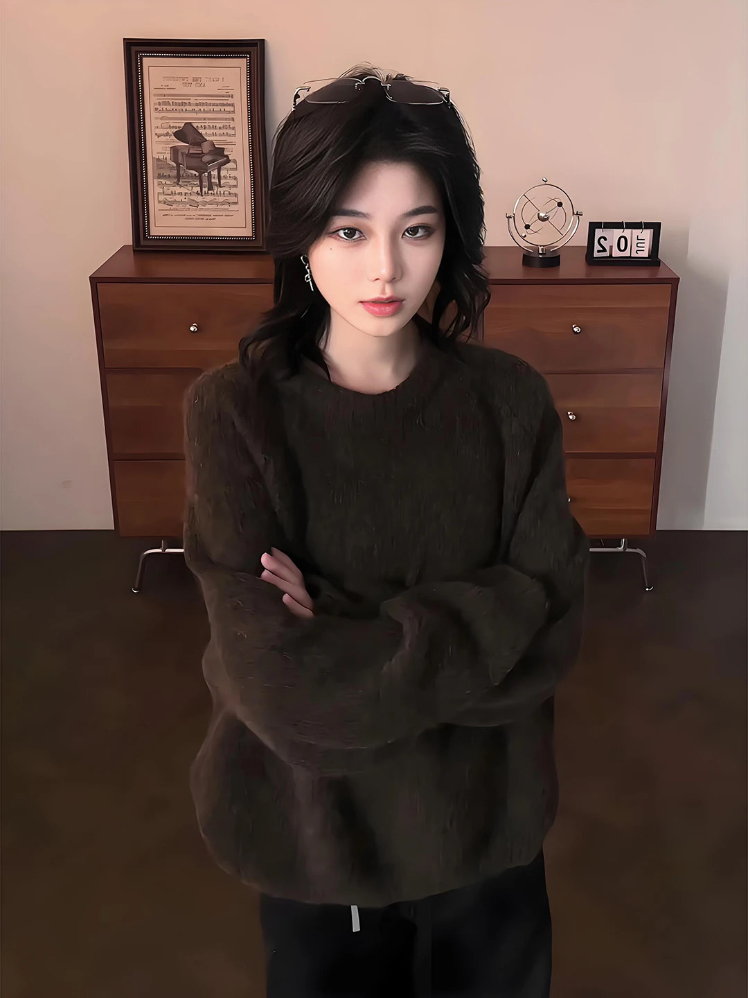 

Мужской коричневый свитер из смесовой шерсти с круглым вырезом, осенне-зимний, базовый слой, свободный крой, мягкий, удобный, с длинными рукавами