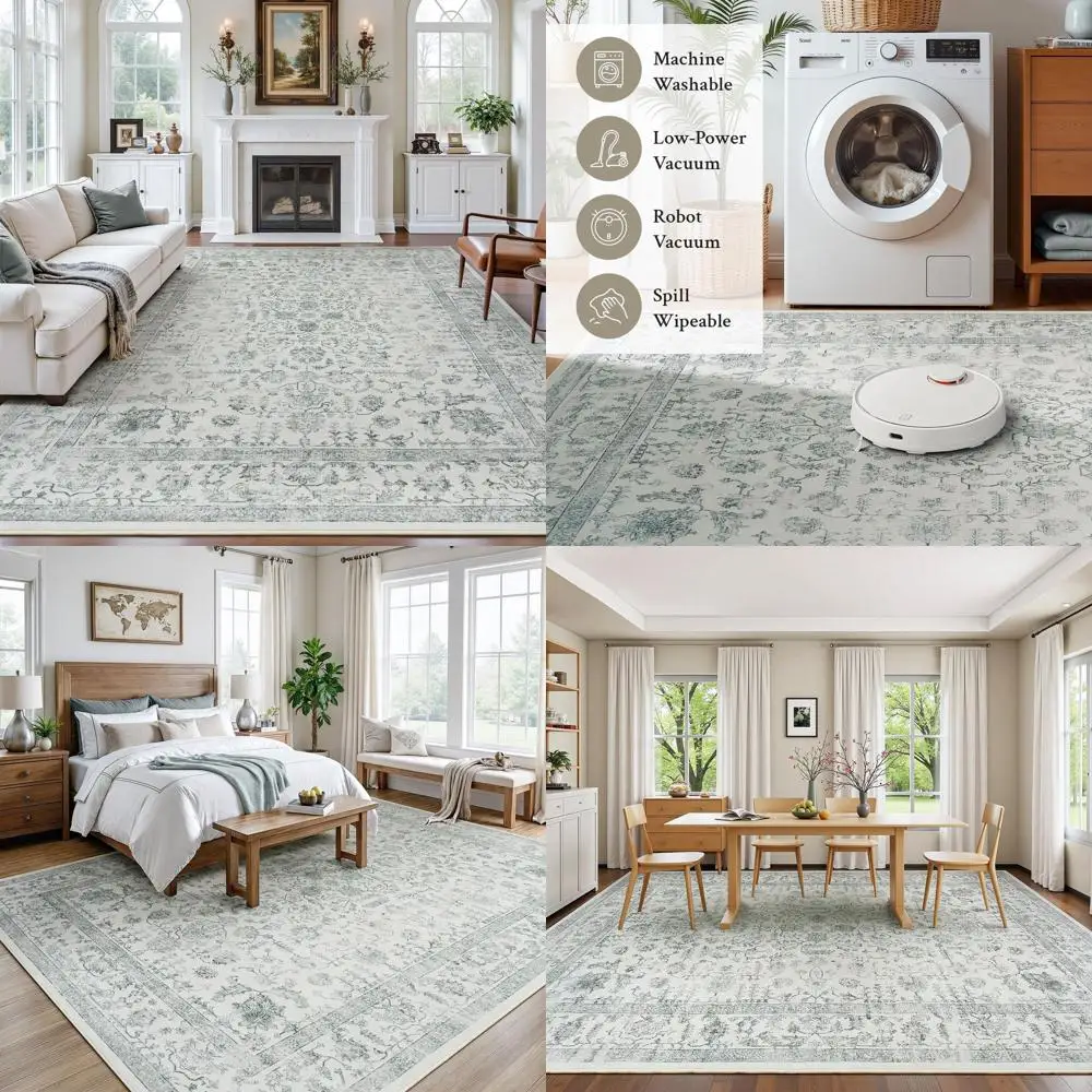 

Vintage Grey 8x10 Rug, Durable & Stain-Resistant, Perfect for Living Room, Bedroom, and Office