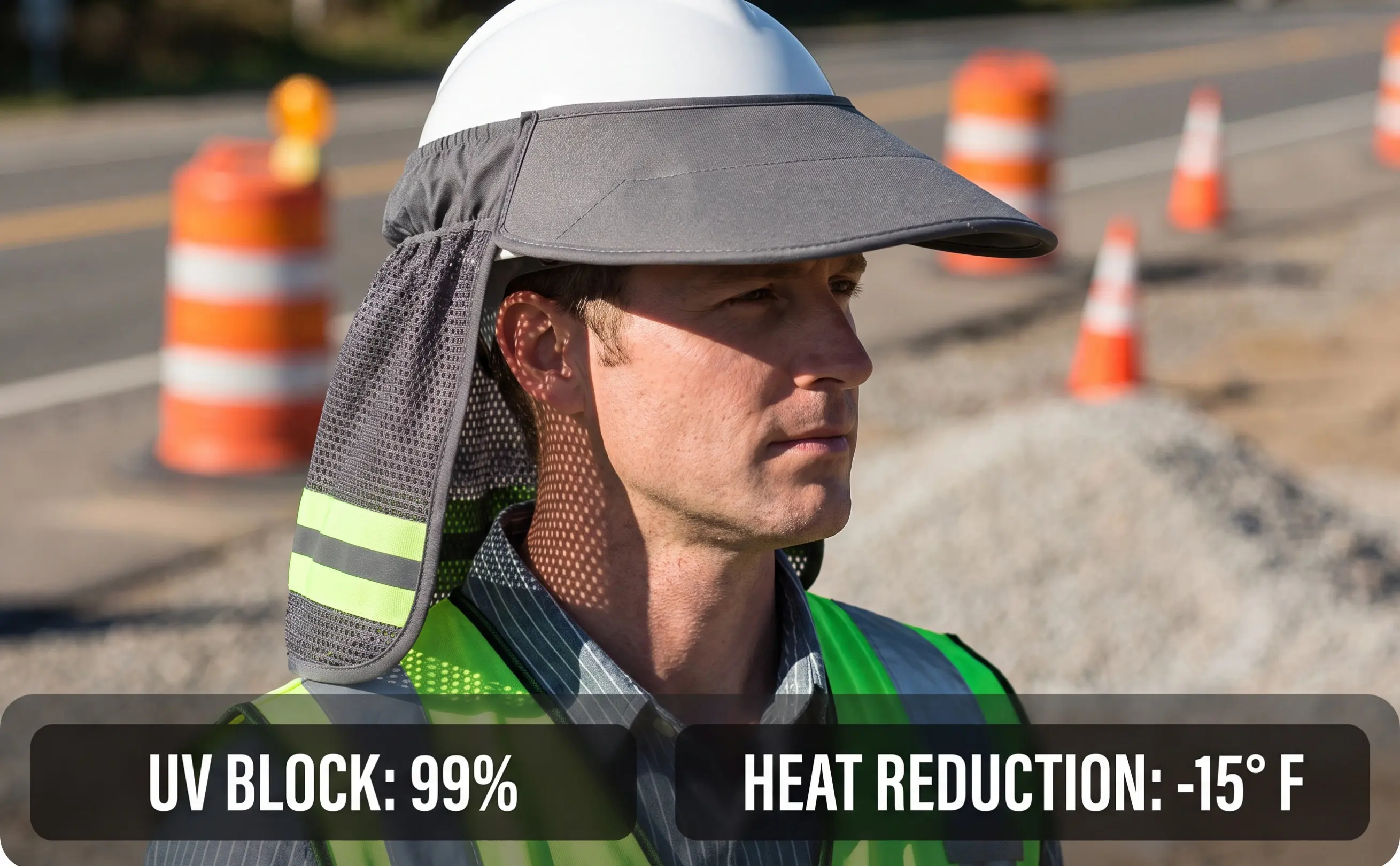 Hard Hat Sun Visor Full Brim Mesh Neck Shade Lightweight Portable Sun Protection for Construction Workers Safety Use