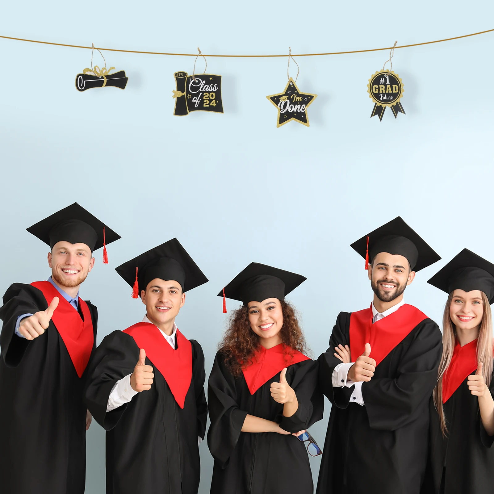 24pcs Decoration Hanging Ornaments Graduation Home Garden Decor Grad Party Decorations Bright Colors Reusable Paper