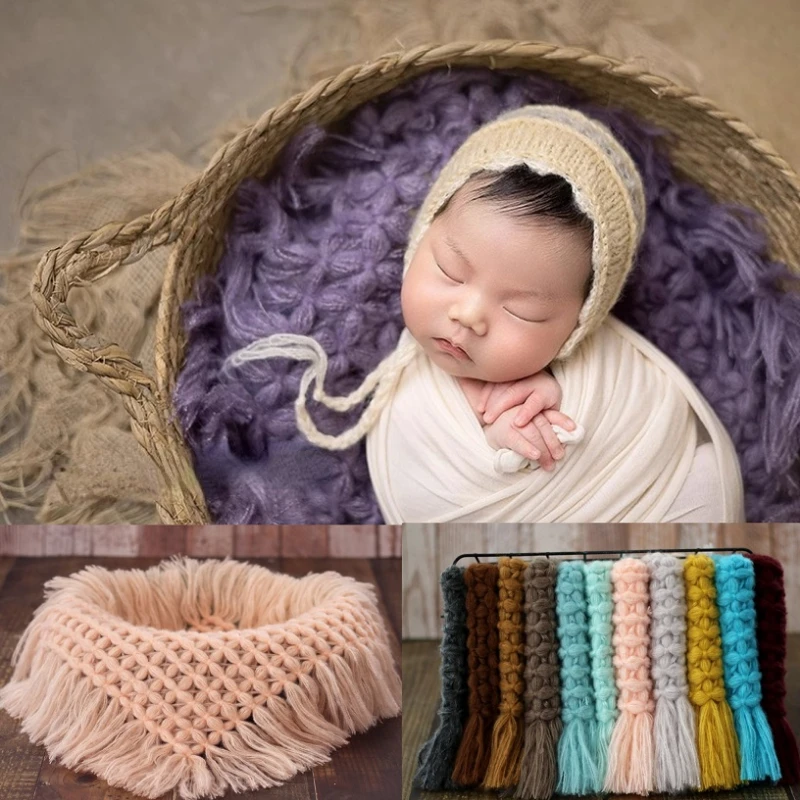 Newborn Photography Props Wool Knitting Blanket Posing Cushion Backdrops Baby Photo Studio Photography Clothing