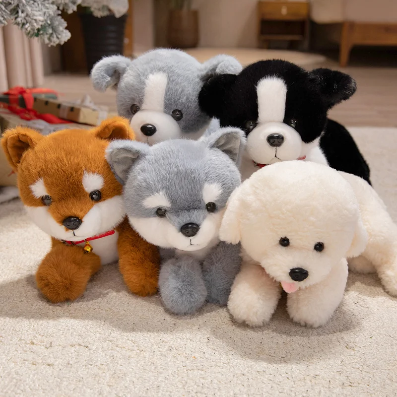 

Lying Dog Plush Toy , Kawaii Fluffy Shiba Inu Husky Border Collie Bichon Stuffed Animal,Premium PP Filling Puppy Gift for Kids