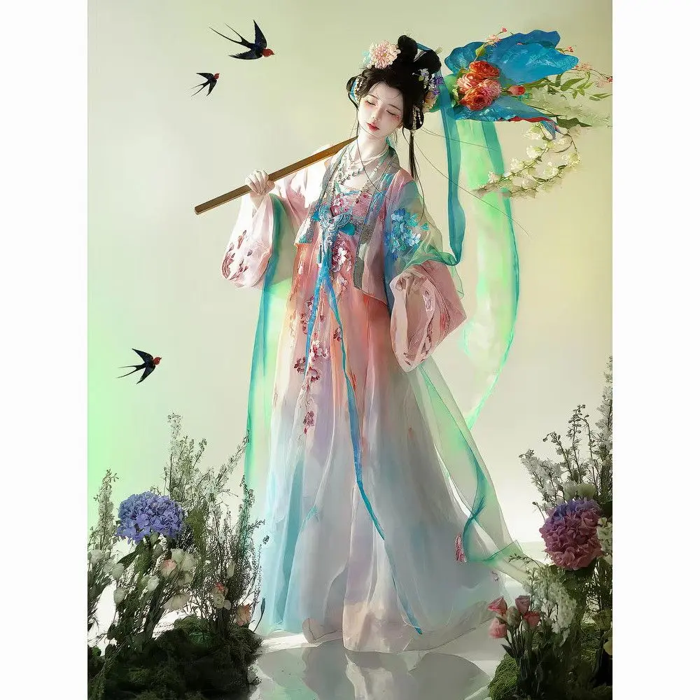 2026 NEW High-end Graduated Embroidered Tang Dynasty Style Hanfu Dress for Women Summer Fairy Costume Cosplay