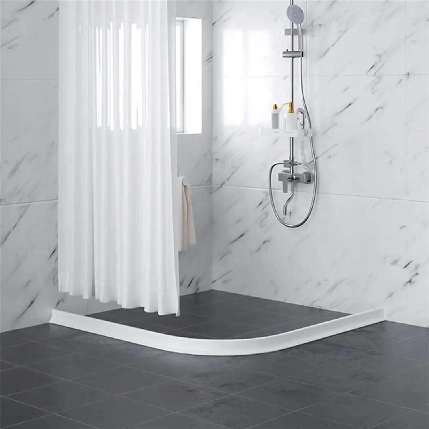 Collapsible Threshold Water Dam for Shower Stall Water Stopper Retention System Dry Wet Separation for Bathroom Kitchen
