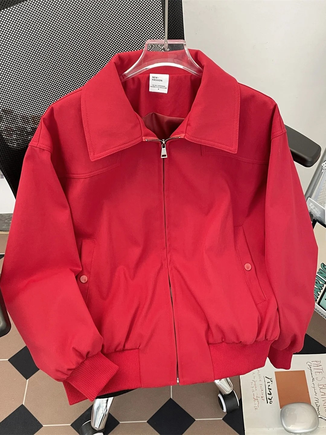 

American Retro Lapel Jaet Men's Spring Autumn Casual Loose Workwear Top Trendy Brand Haome Casual Outerwear