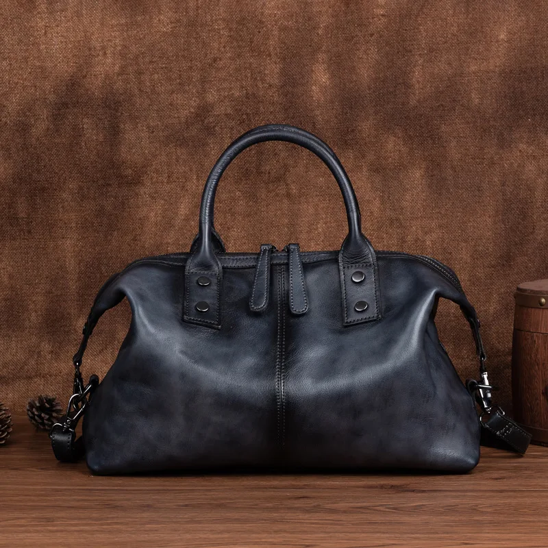 LOMCEL YT1 New European-style vintage women's handbag with double-layer of cowhide. Women's crossbody bag with removable color