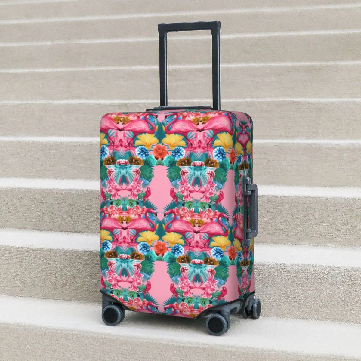 

Чехол для чемодана с фламинго, тропический сад, путешествия, отдых, эластичная защита для багажа