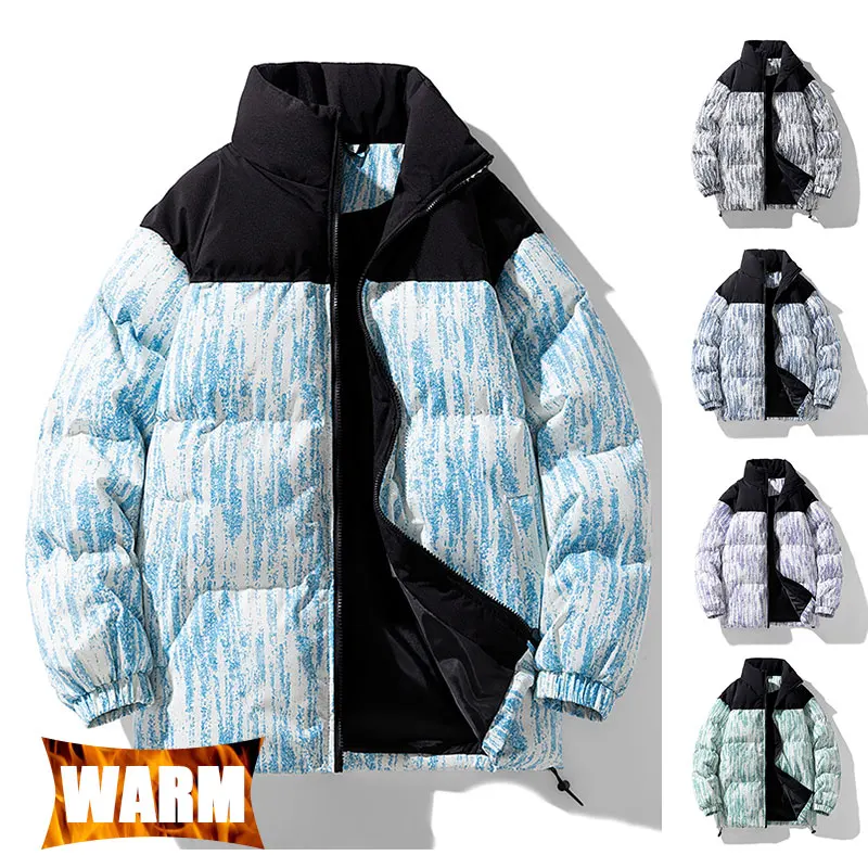 

Unisex Padded Jacket Male Camouflage Patchwork Windproof Travel Sports Jacket Winter Thicken Warm Women Stand Collar Casual Coat