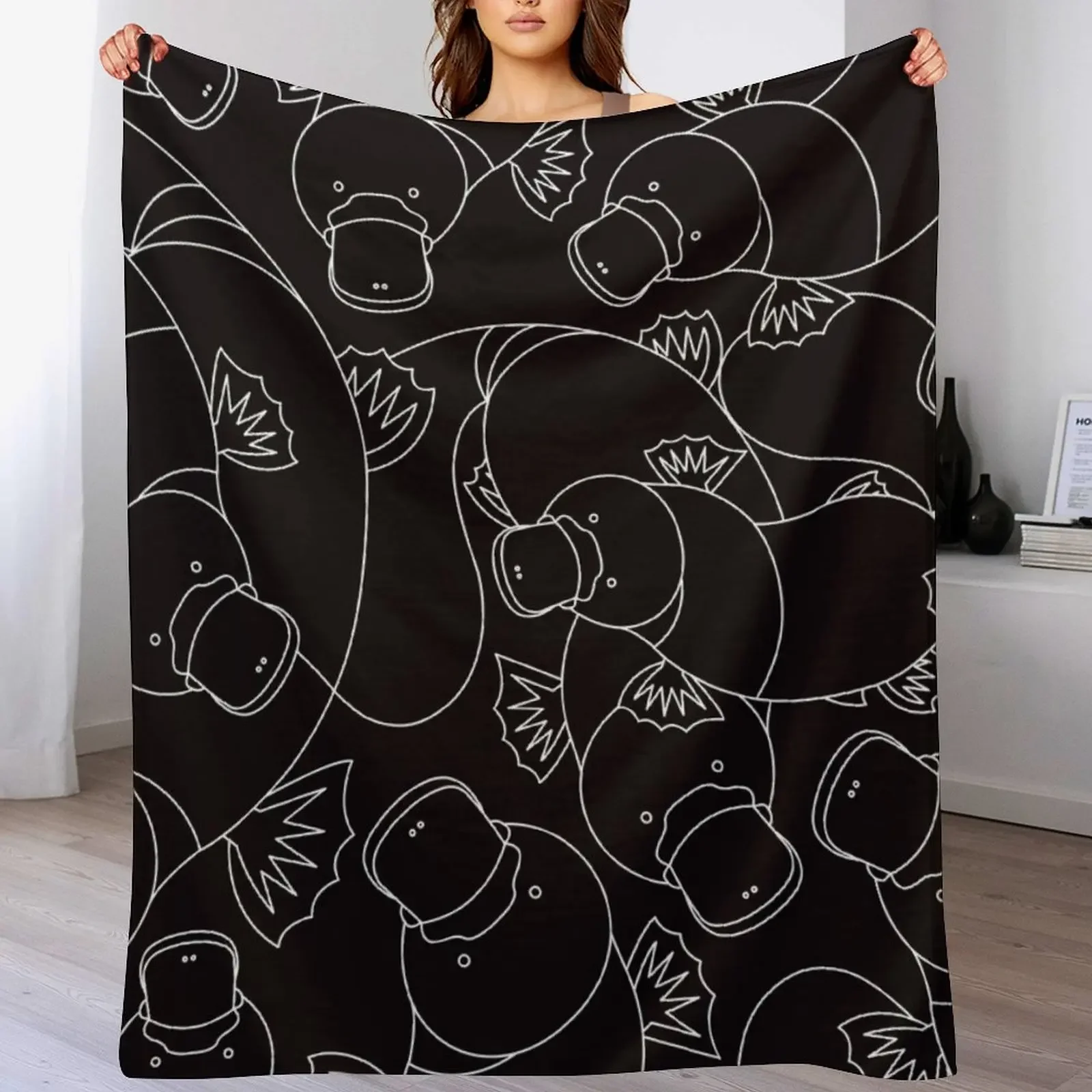 Minimalist Platypus Black and White Throw Blanket Luxury Thicken Soft Big Winter beds Blankets