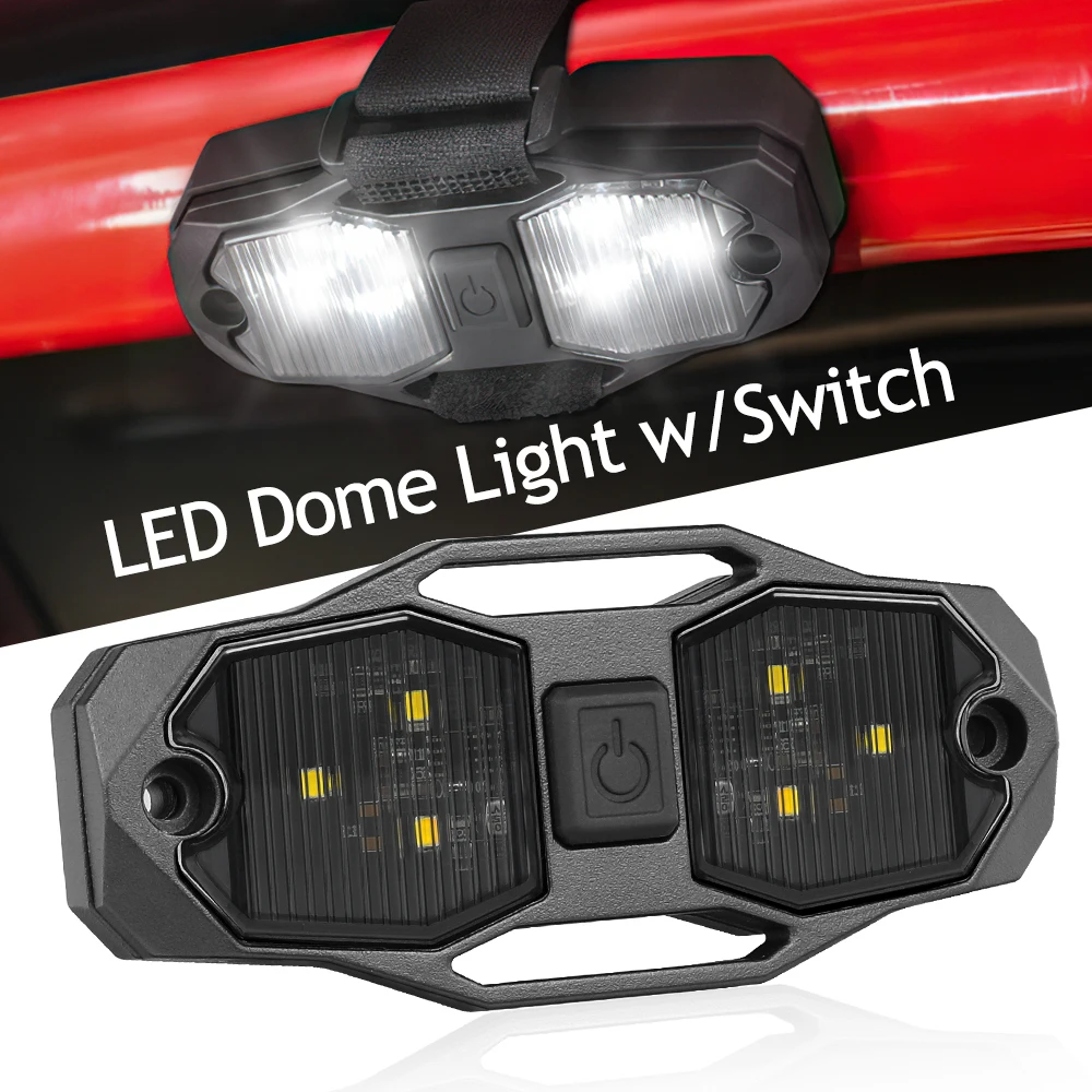 For Can Am Maverick X3 Max R 2017-2025 UTV LED Interior Dome Light White Bright Waterproof Universal Roll Bar Mount 12V DC Power