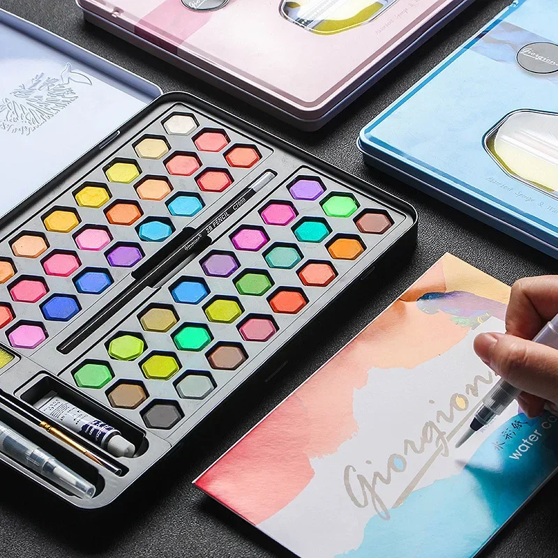 ohuhu Solid watercolor pigment set Powder cake 48 colors children art painting supplies Portable 7 pcs sets painting color