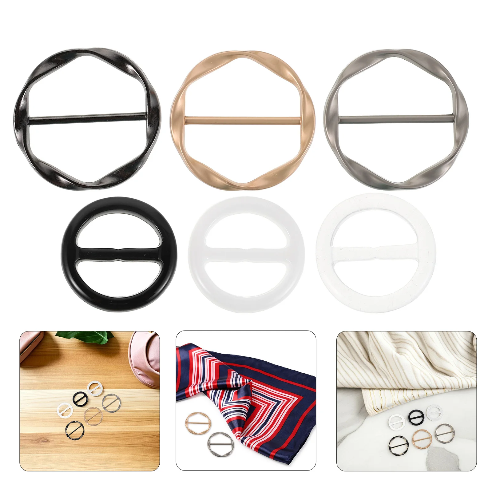 

12pcs Scarf Rings Clasp For Women Shirt Tie Clips Sweater Shawl Dress Clothing Corner Knot Buckle Styling Accessory Fashion