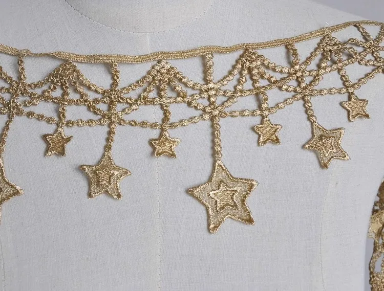 

5 ярдов, пятиконечная звезда, кисточка, кружевная отделка, золотая нить, вышивка, одежда, юбки, шторы, ткань и кружево