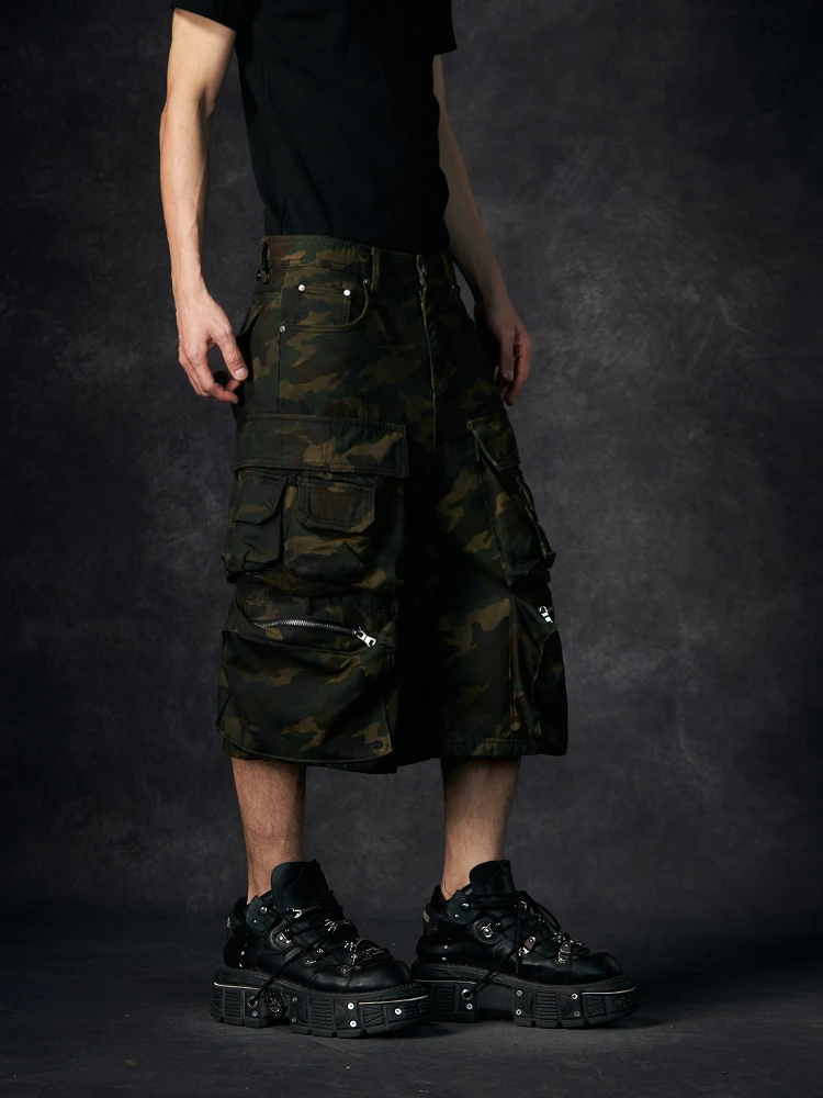 Special-Interest Design Heavy Industry Multi-Pocket Zipper Tactical Camouflage Workwear Shorts Fifth Pants Street Cool Overalls