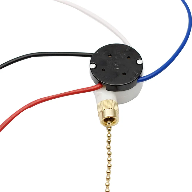 

PORK-4PCS Ceiling Fan Lights Switch Zingear ZE-208S E89885 3 Speed 4 Wire Fan Switch Pull Chain ,Fan Lights Switch,Bronze