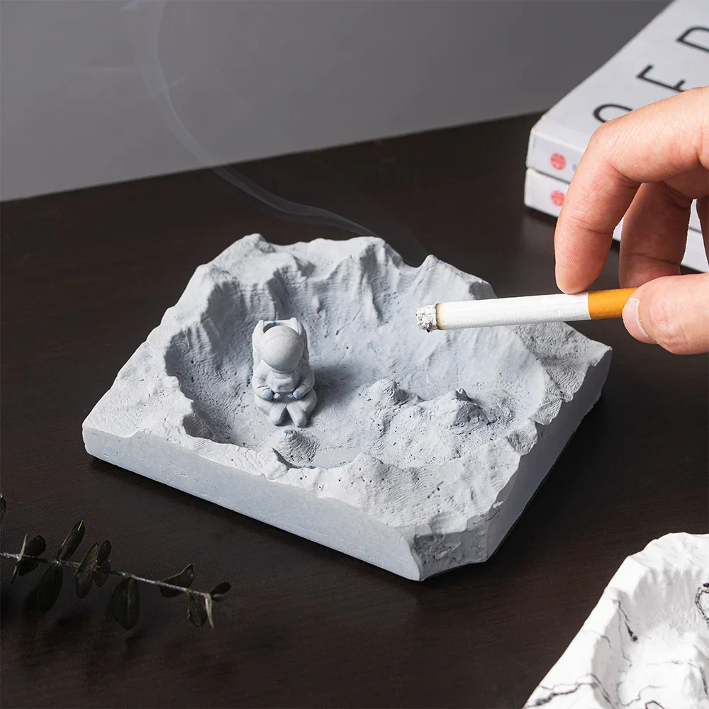 Artistic Lunar Surface Ash Tray Home Decor Art Design Crafts Living Room Table Ornament Accessories Office Desk Decor Ashtray