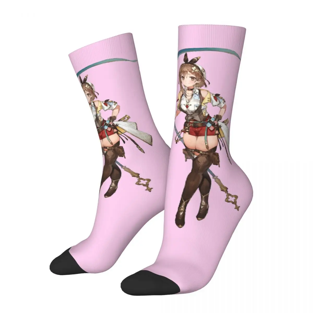 Retro Beautiful Leslie Stott Crazy Men's compression Socks Unisex Atelier Ryza Role Playing Game Harajuku Pattern Crew Sock