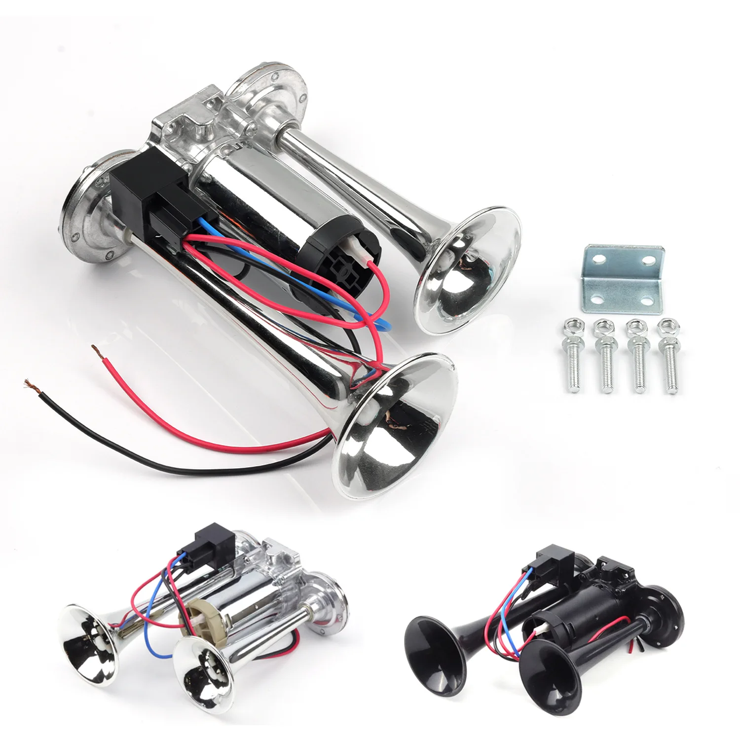 12V 24V Integrated Air Pump Dual Trumpet Air Horn Super Loud For Car Truck Modification