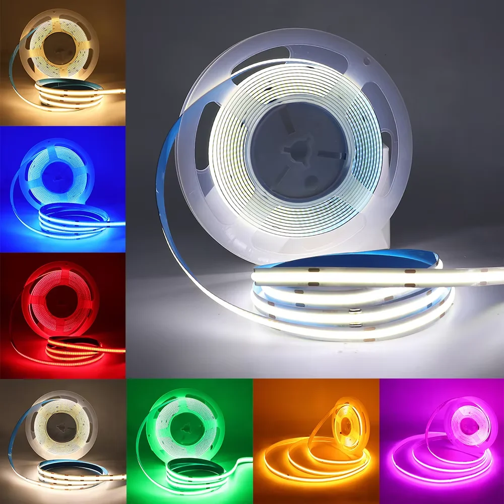 12V 24V COB LED Strip 320 480LEDs/m High Density Flexible COB LED Tape Warm/Natural White/Red/Blue/Green/Pink/Yellow/Ice Blue