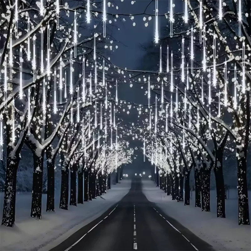 Holiday Patio Decor 8 Tubes Solar Meteor Shower Rain Lights EU LED Waterproof Falling Raindrop Fairy String Lights 30/50CM