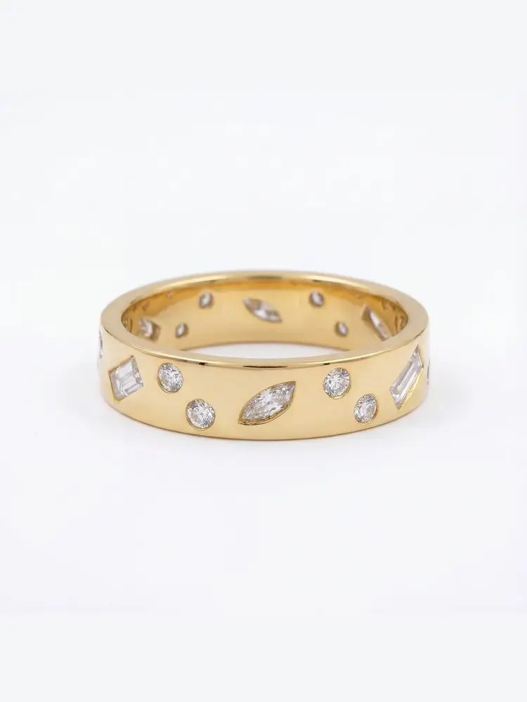 925 Sterling Silber Mode Goldene Geometrische Muster Zirkon Ring für Frauen Verlobung Hochzeit Luxus Hochwertiger Edel-Schmuck – Detail 6