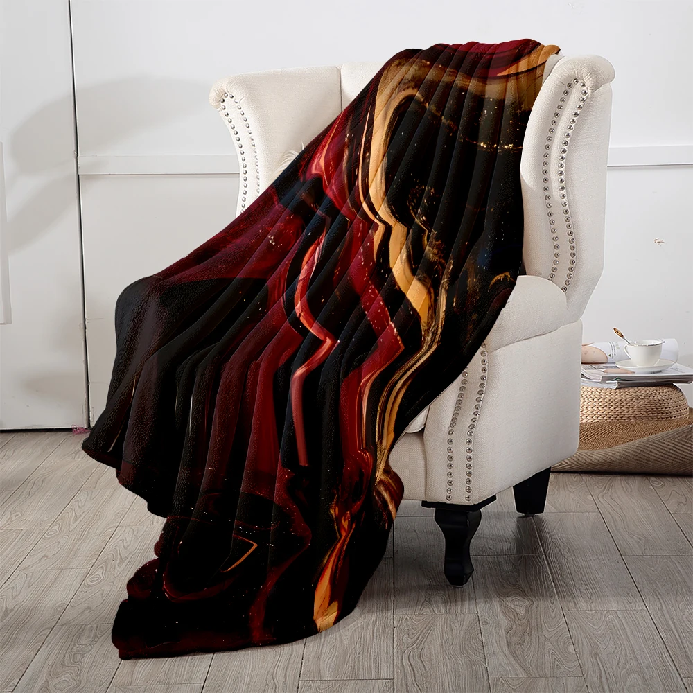 Red Gold Fluid Abstract Cute Flannel Fleece Throw Blanket Soft Plush Bed Couch Cover Perfect Gift for Women Girls Kids