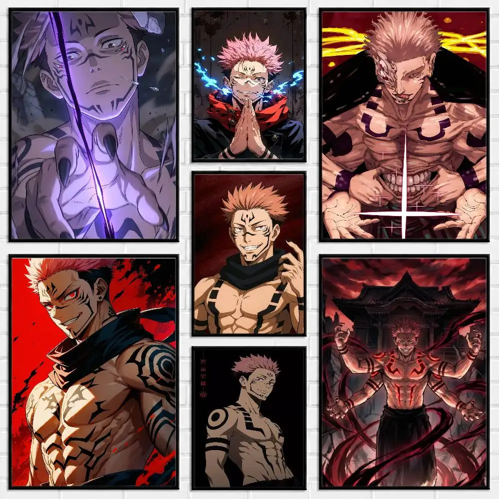 R-Ryomen S-Sukuna J-Jujutsu K-Kaisen Poster Versatile HD Waterproof Wall Art Self-Adhesive Decor for Any Space Ideal Gift