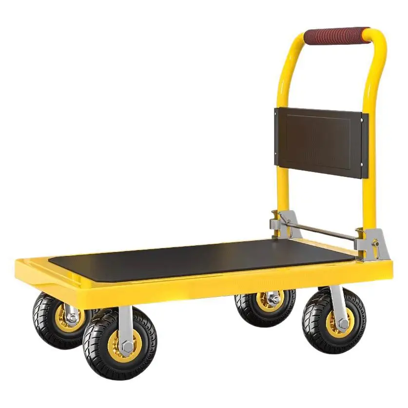 silent wheel, household and commercial use Steel plate handling handcart cargo trailer flatbed handling truck