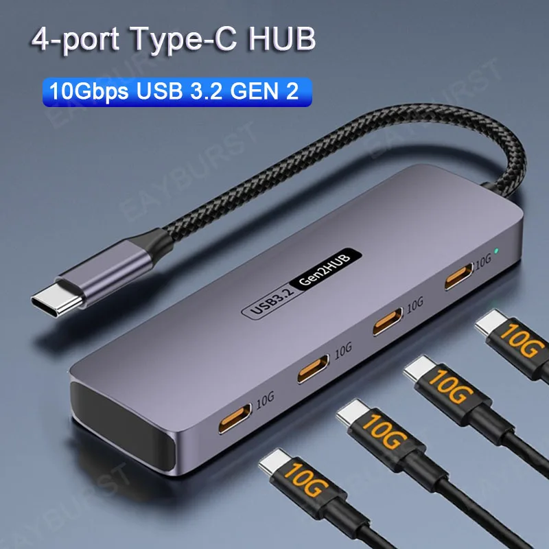 USB C Hub 4 port, USB C Splitter kecepatan tinggi 10Gbps untuk Macbook pro, laptop, aksesori PC iPhone 15 Sumsang USB tipe-c 3.2 Hub