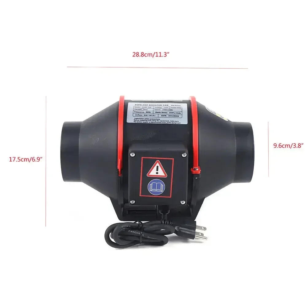 4인치 무소음 배기 인라인 팬 – 효율적인 환기 및 공기 순환을 위한 310 CFM 덕트 송풍기