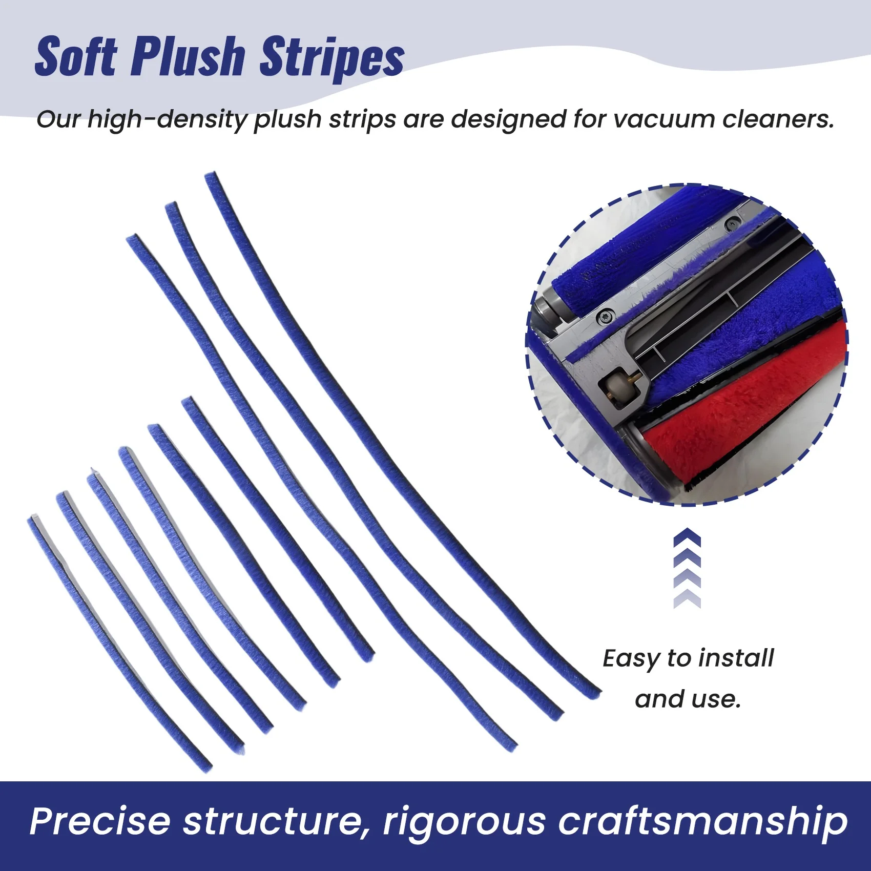 A23T Soft Plush Stripes Accessories for Dyson for V6 V7 V8 V10 V11 V15 Vacuum Cleaner Soft Roller Replacement