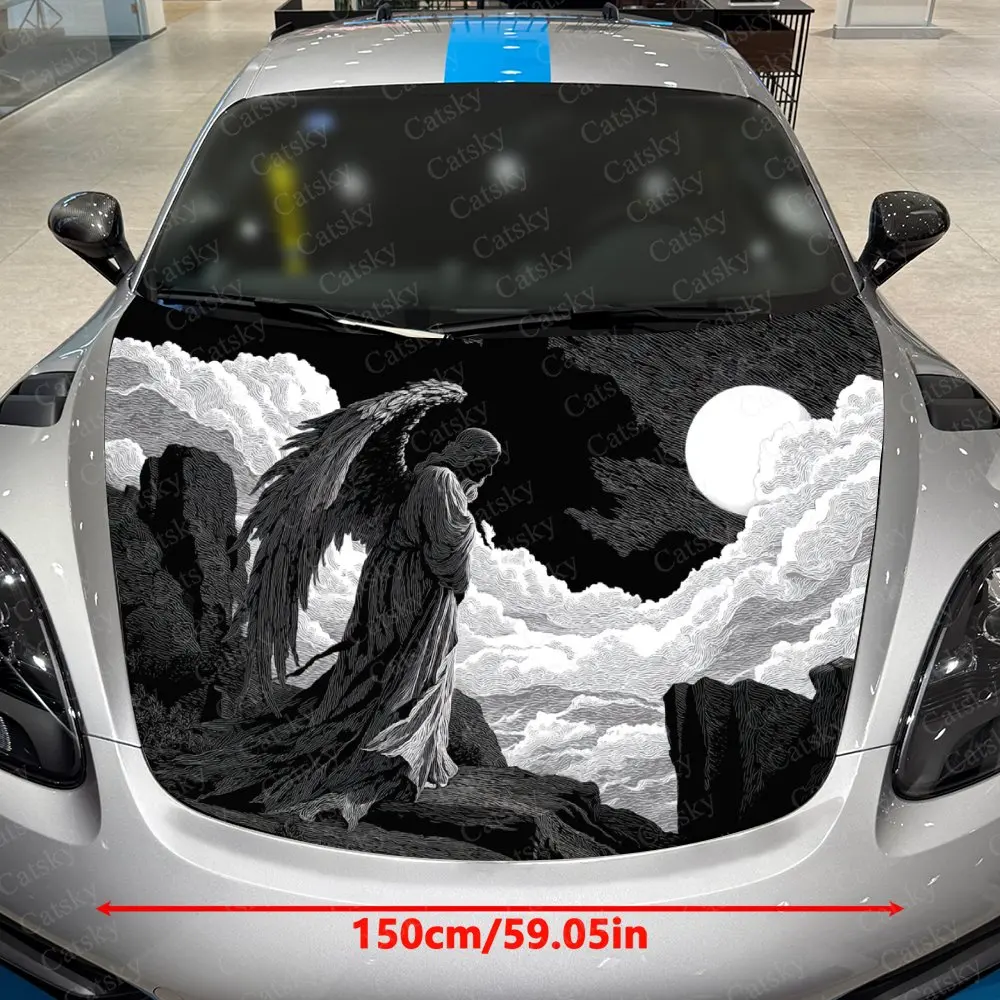 Angel Of Sorrow Car Hood Decorative Stickers. It Enhances The Aesthetic Of The Vehicle And Can Be Easily Applied To Metal Surfac
