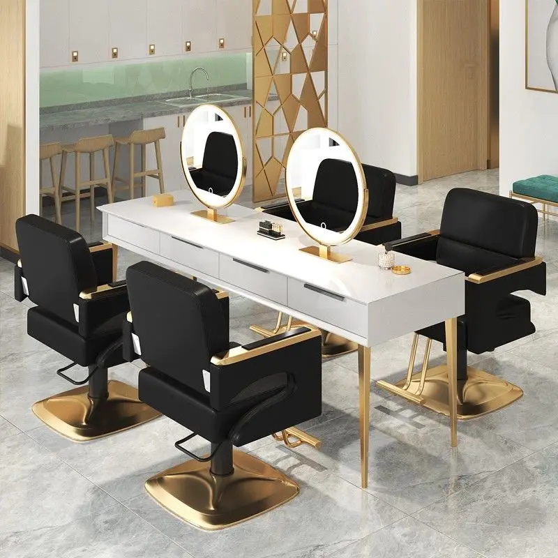 Silla de pelo especial para salón, silla de trabajo grande con rotación de 2023 °, ligera, de lujo, color negro y dorado, 360