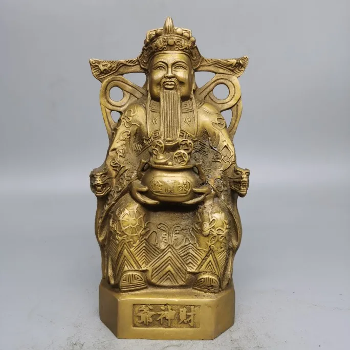 

Bronze Statue of God of Ancient God Wen God Wealth, Bronze Statue of Calling Ancient Bronze Craft Buddha