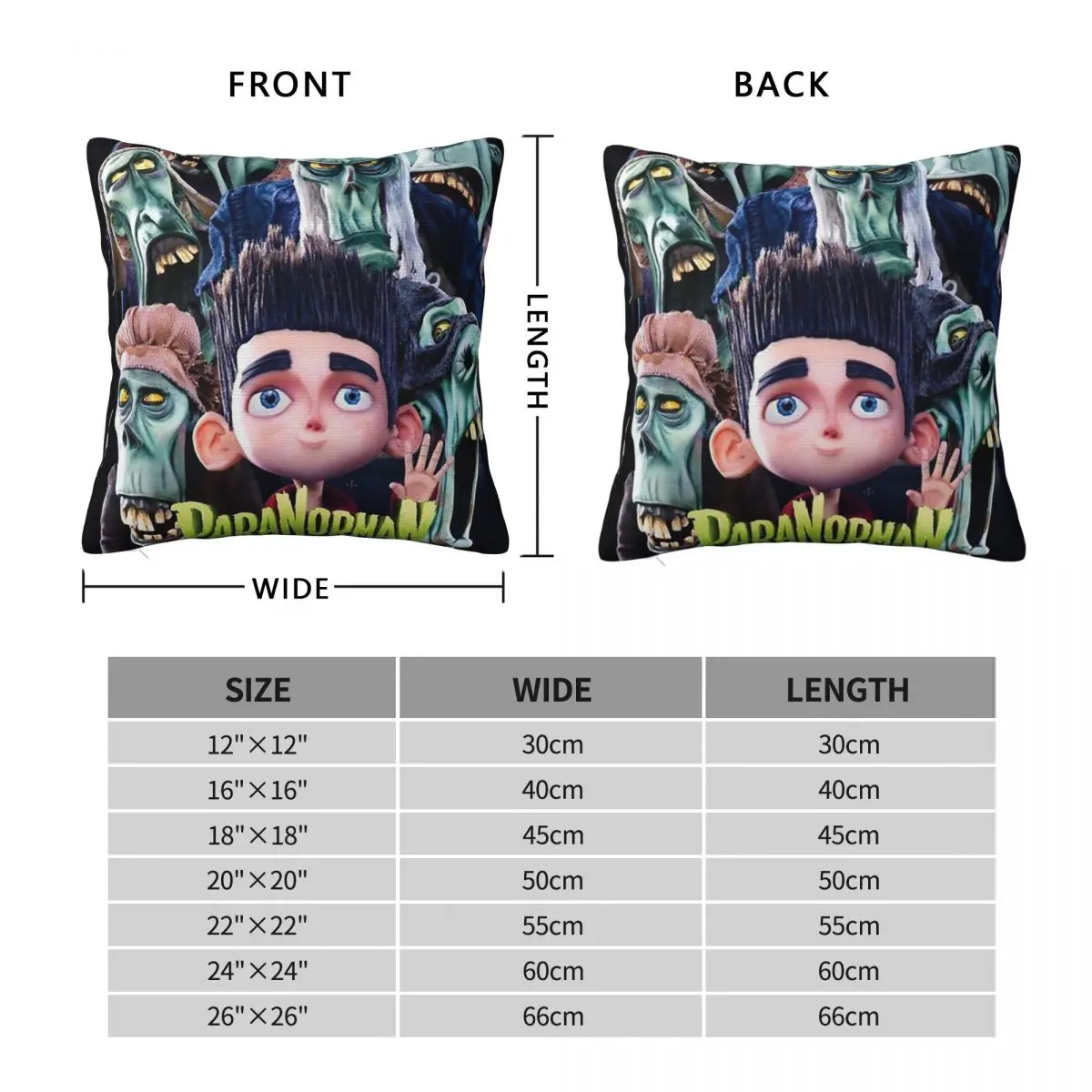 Paranorman Anime Movie Square Pillowcase Polyester Linen Velvet Printed Zip Decor Room Cushion Cover 45x45