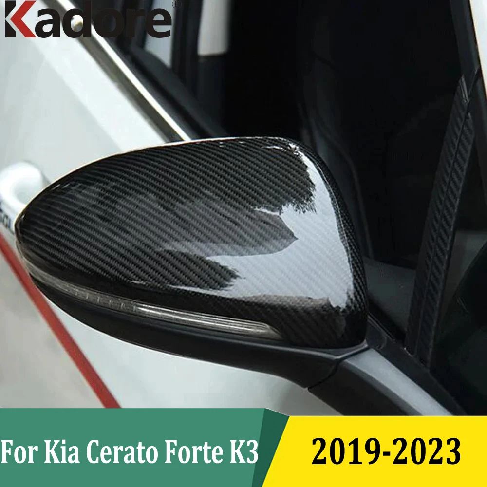 For Kia Cerato Forte K3 2019 2020-2023 Side Door Mirror Cover Rearview Mirrors Trim Shade Bezel Car Accessories Carbon Fiber