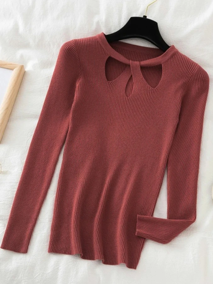 

Осень-зима 2025 года, модные ажурные женские свитера, тонкий женский пуловер, вязаный свитер, базовый однотонный джемпер, мягкий теплый пуловер