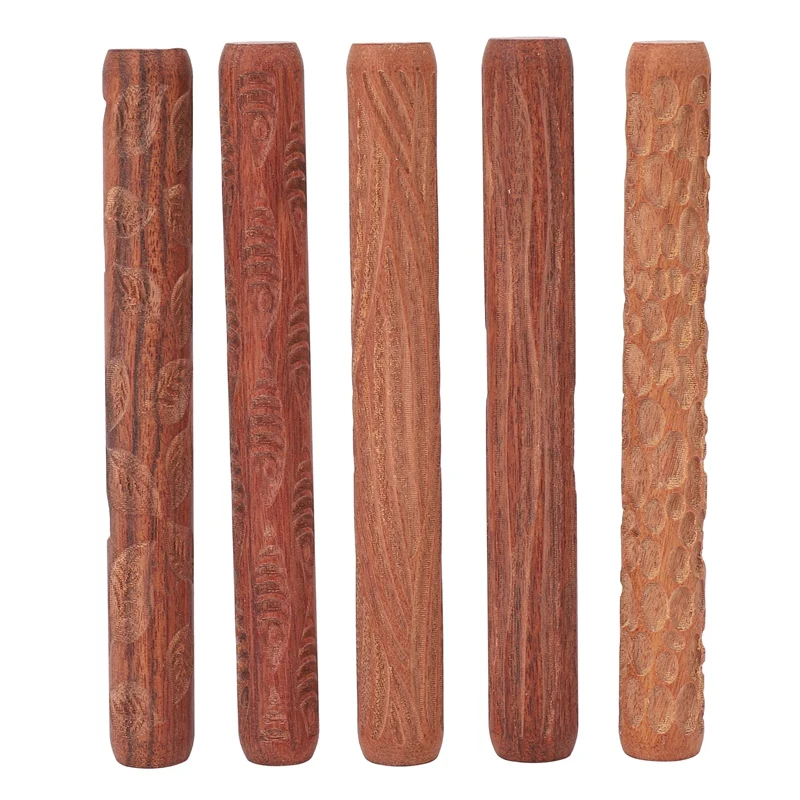 5 Pcs Pottery Tools Wood Hand Rollers,For Clay Stamp Pattern/Roller Pattern,Ceramic Tools,Arcilla Polimerica Dab Tool