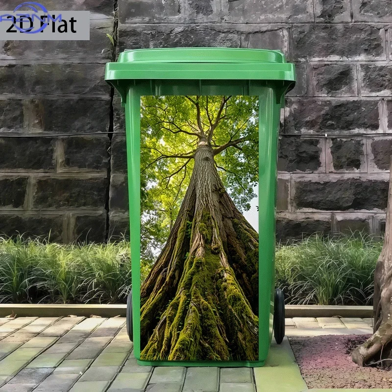 1pc of Trash Can Sticker, , Featuring a Theme Design of Ancient Trees Providing Shade, Self-Adhesive Wall Decoration for Kitch