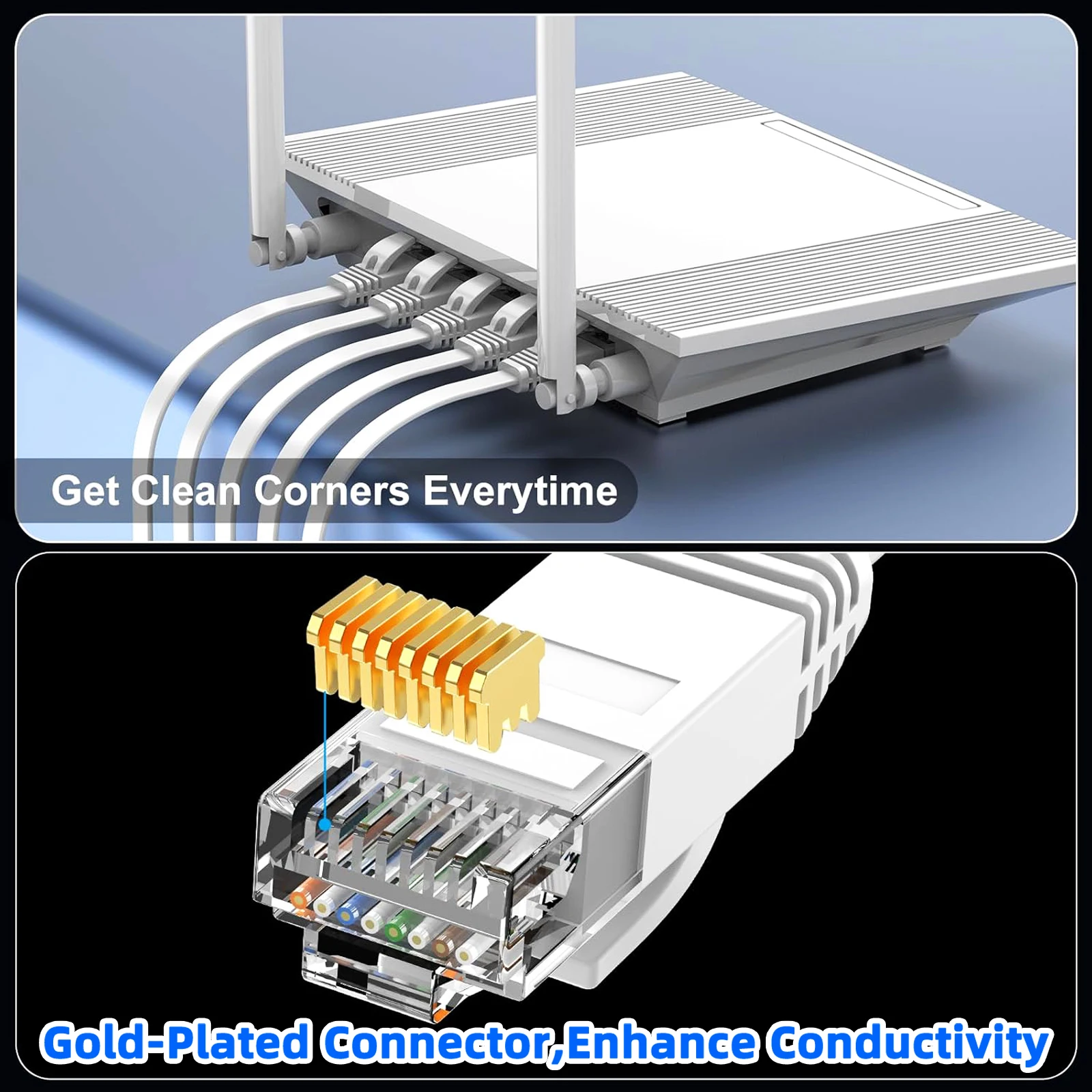 كابل إيثرنت Cat 6 بطول 50 قدمًا، كابل تصحيح كمبيوتر RJ45 Internet LAN المسطح لجهاز التوجيه والمودم والمفتاح ووحدات التحكم في الألعاب والبث #3